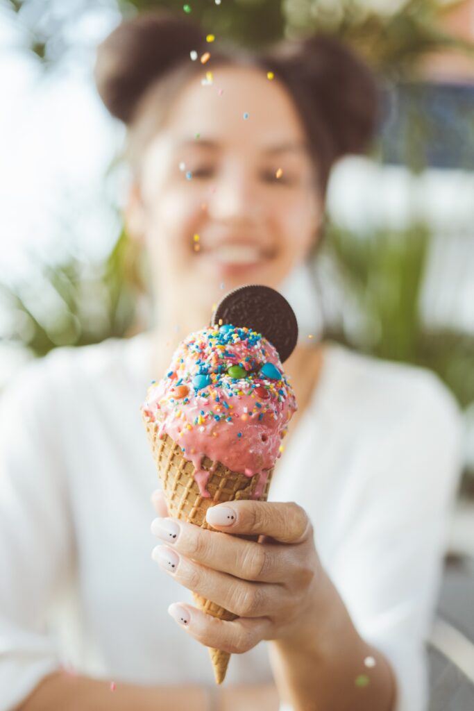 woman eating icecream